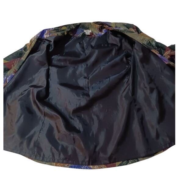 VINTAGE 80s 90s‎ Floral Silk Jacket Blazer M Artsy Tropical Career Office Work - Picture 7 of 13
